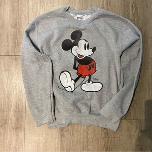Free People Gray Crewneck Sweater with Cartoon Character